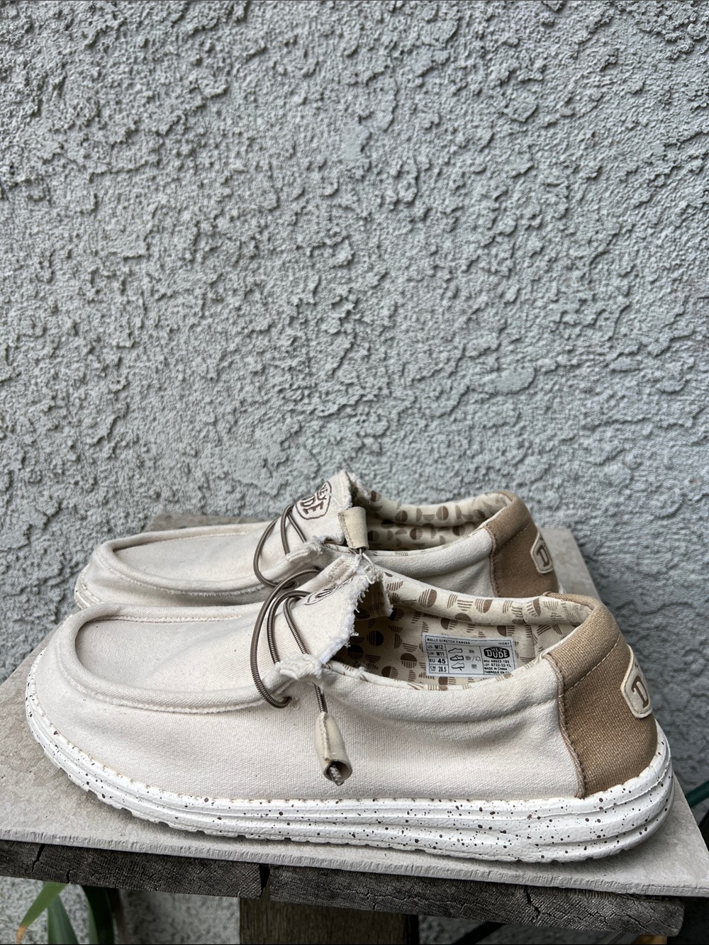 Hey Dude Wally Stretch Canvas Nude Neutral Men's Casual Slip-On Loafers Shoes 12